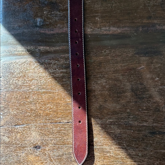 Vintage J Crew Classic,  Stitched Brown Leather Belt with solid brass Buckle main image 5